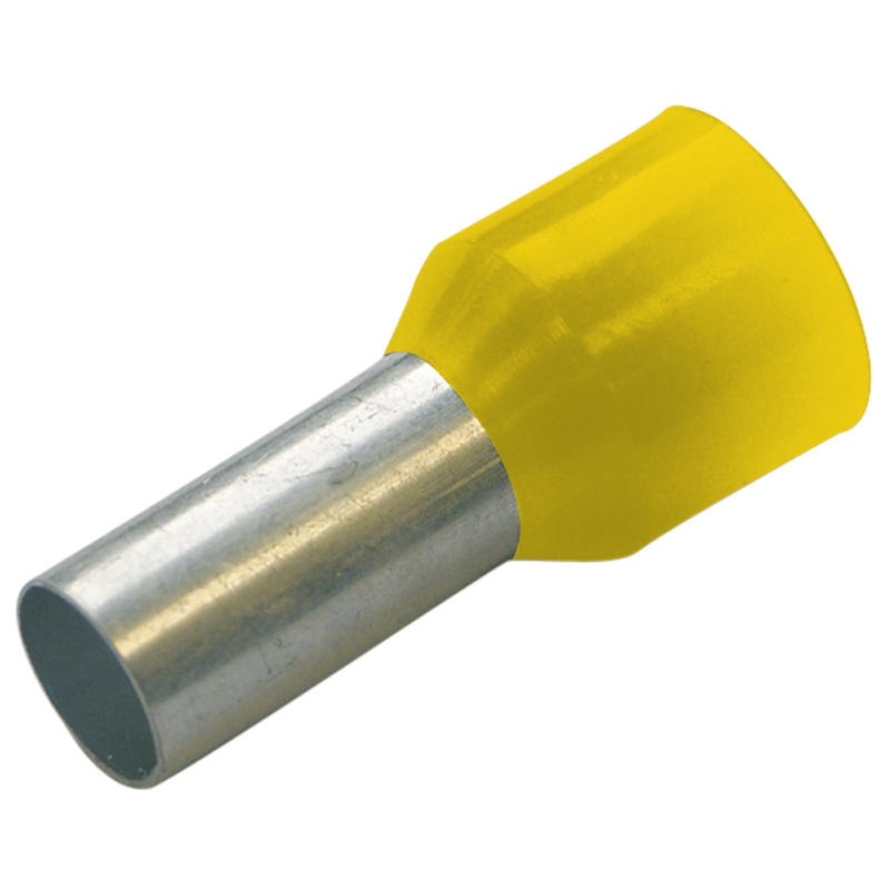 Dutinka izolovaná, průřez 0,25mm2 / 8mm / ID 2,0mm UL, CSA a DIN46228 bezhalogenová žlutá