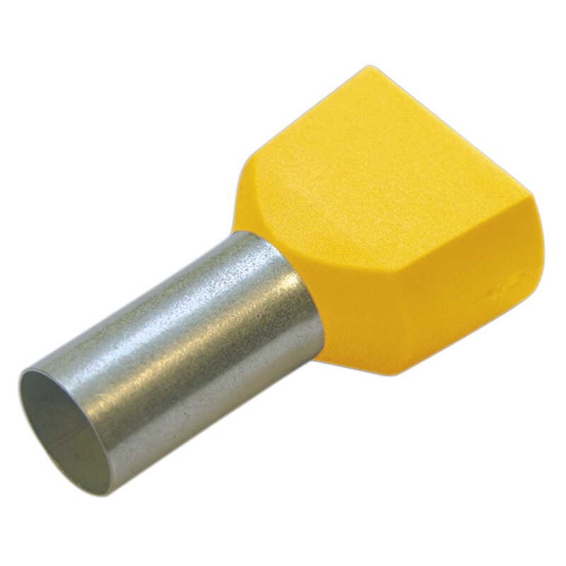 Dutinka dvojitá, průřez 2x1,0mm2 / délka 8mm, dle UL, CSA a DIN46228 bezhalogenová žlutá