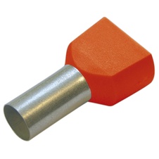 Dutinka dvojitá, průřez 2x0,50mm2 / délka 8mm, dle UL, CSA a DIN46228 bezhalogenová oranžová