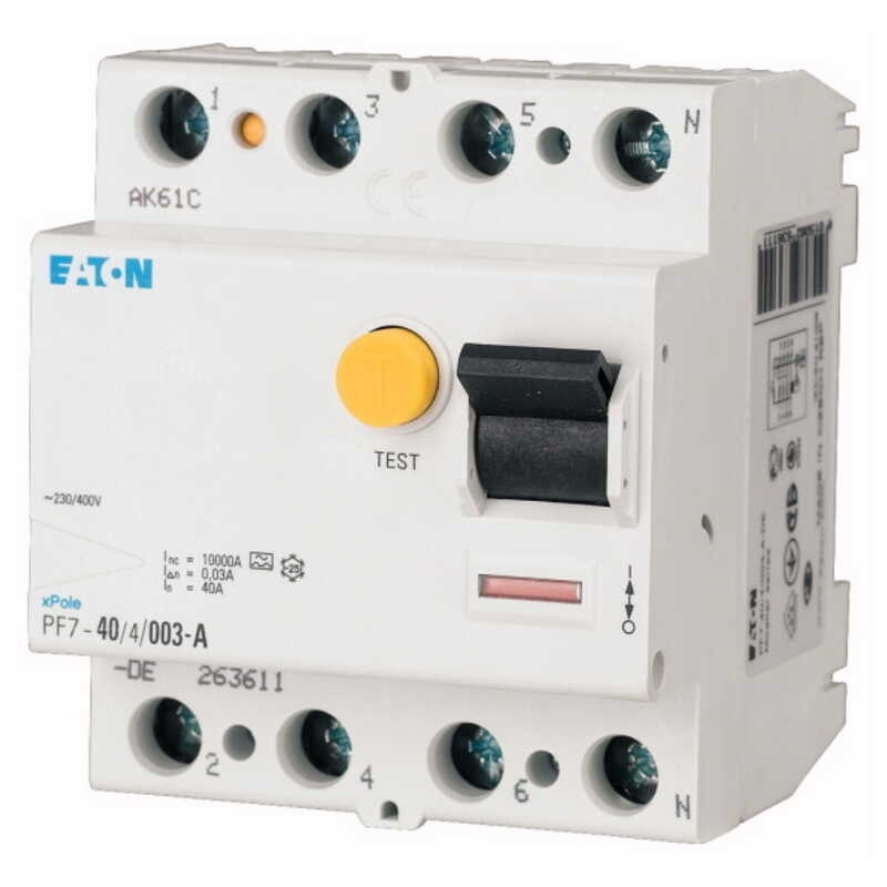 Eaton proudový chránič PF7-40/4/003 4P, 40A, 30mA, 10kA